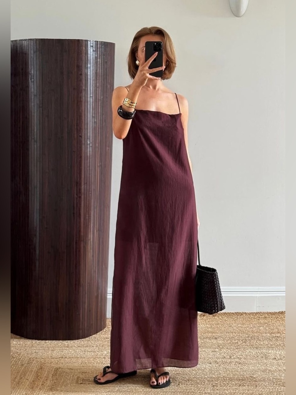 H&M burgundy spaghetti strap slip dress size XS